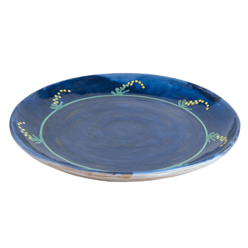 Huge Round Platter 19 Inch - Blue Cornflowers