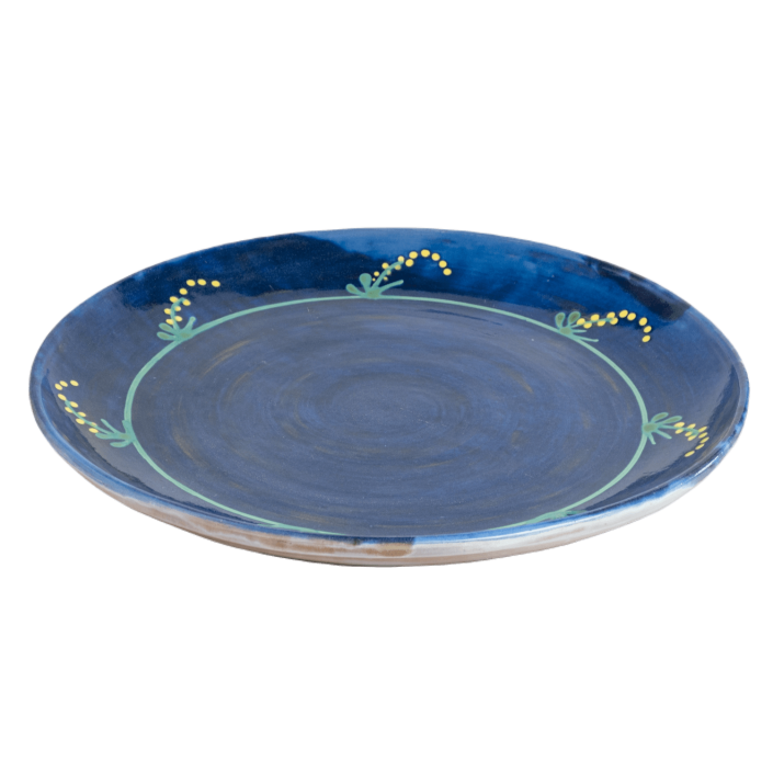 Huge Round Platter 19 Inch - Blue Cornflowers