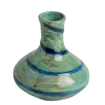 Bud Vase - Medium (4 inch) - Green with Blue Swirl