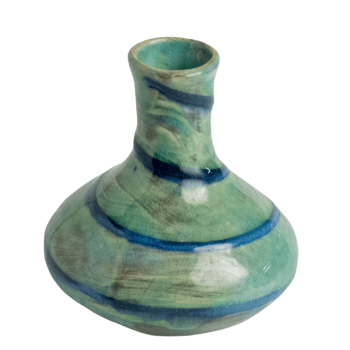 Bud Vase - Medium (4 inch) - Green with Blue Swirl