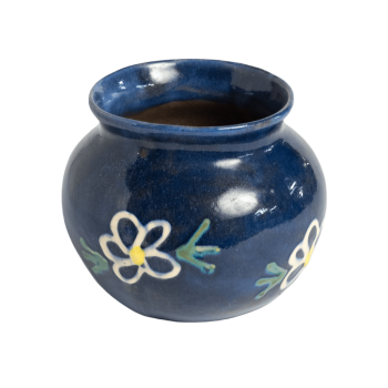 Tub Vase - Medium (4.5 inch) - Blue Daisies