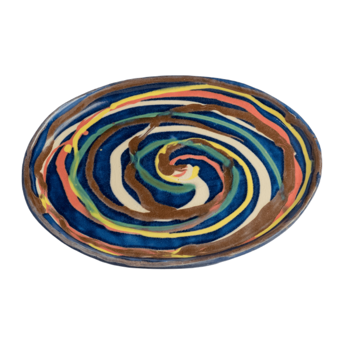 Oval Mini Saucer - Blue Multiswirl