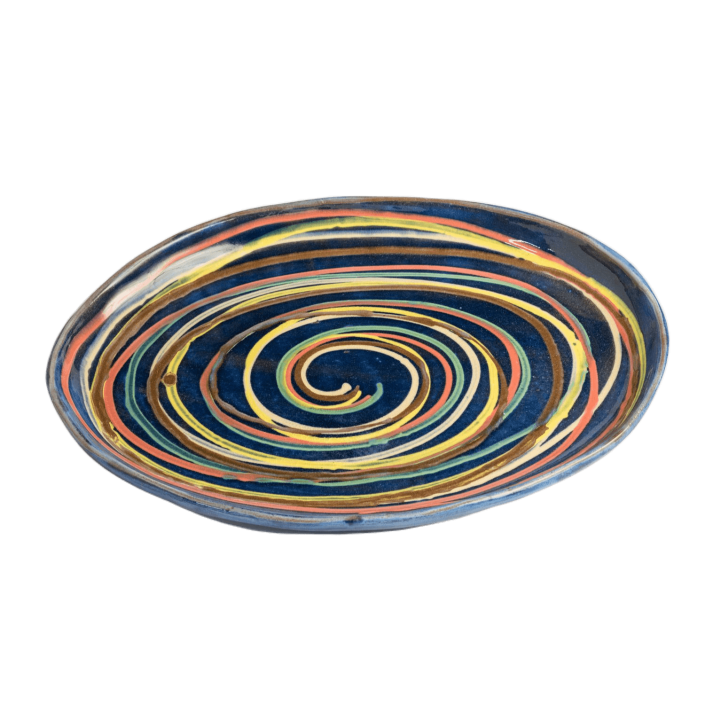 Oval Platter - Medium - Blue Multiswirl