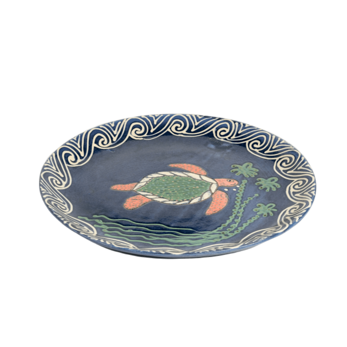 Oval Pizza Platter (15 inch) - Blue Turtle