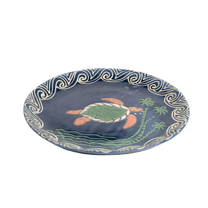 Oval Pizza Platter (15 inch) - Blue Turtle