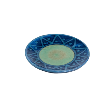 Round Bread and Butter Plate - Blue Sunburst
