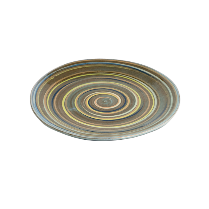 Round Dinner Plate - Green Multiswirl