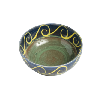 Small Salad Bowl - Blue with Yellow Wave
