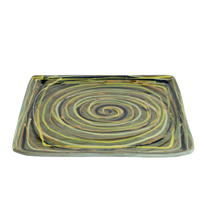 Square Pizza Platter (15.5 inch) - Green Multiswirl