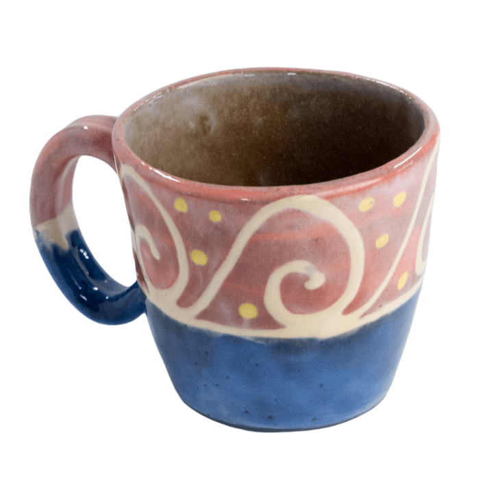 Straight Coffee Mug (10 Oz) - Blue with White Wave on Watermelon