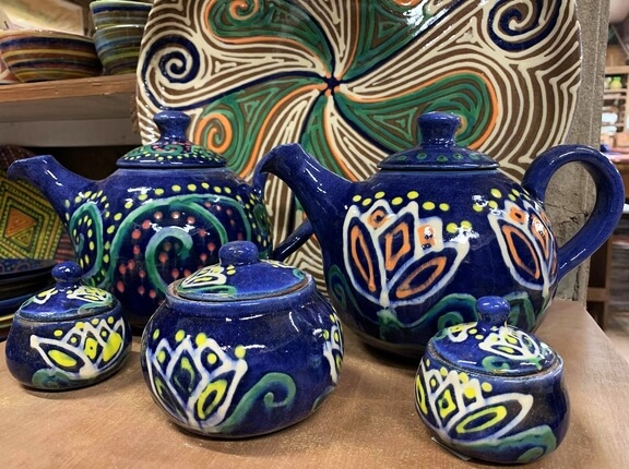 Colorful Caribbean pottery