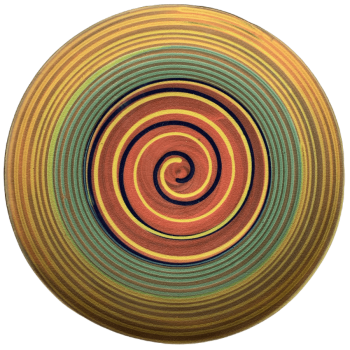 Pottery design with plain background with a variety of swirl colors.
