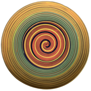 Pottery design with plain background with a variety of swirl colors.