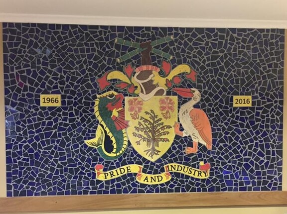 Barbados Coat of Arms Pottery Mosaic