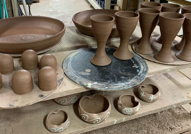 Ceramics by the wheel side